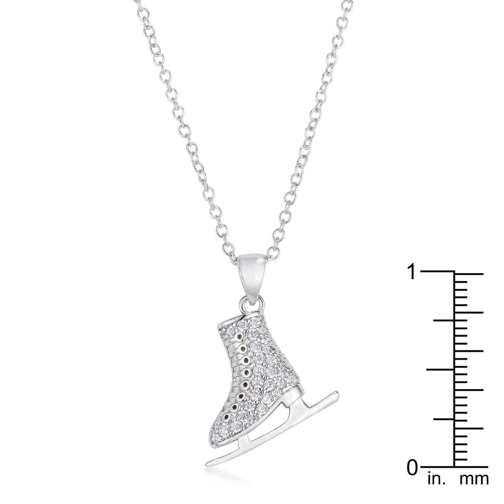 Delicate .4Ct Rhodium Plated Ice Skate Pendant - JGI - Flyclothing LLC