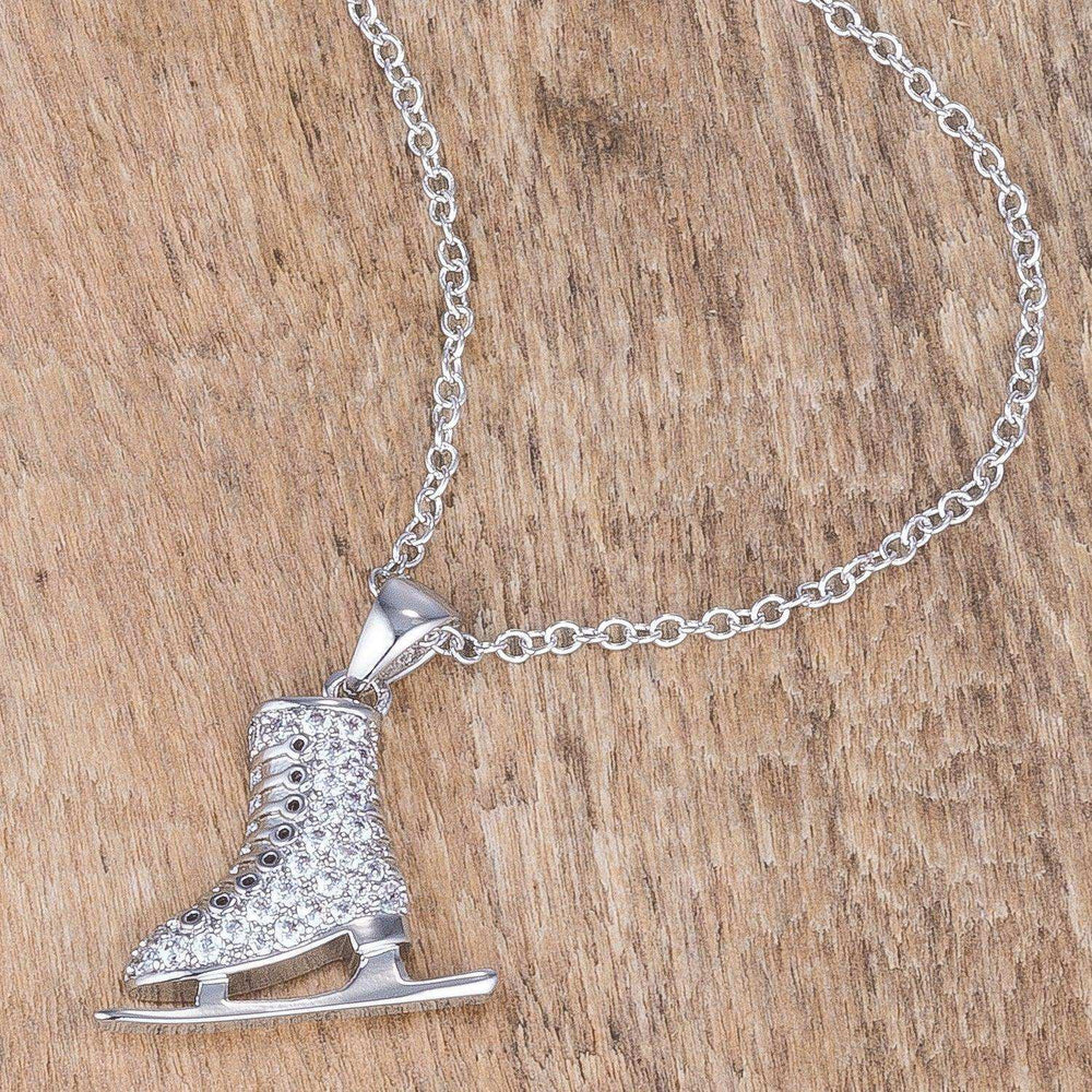 Delicate .4Ct Rhodium Plated Ice Skate Pendant - JGI - Flyclothing LLC