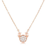 Rose Gold Plated Reversible Sapphire Blue CZ Reindeer Pendant - JGI - Flyclothing LLC