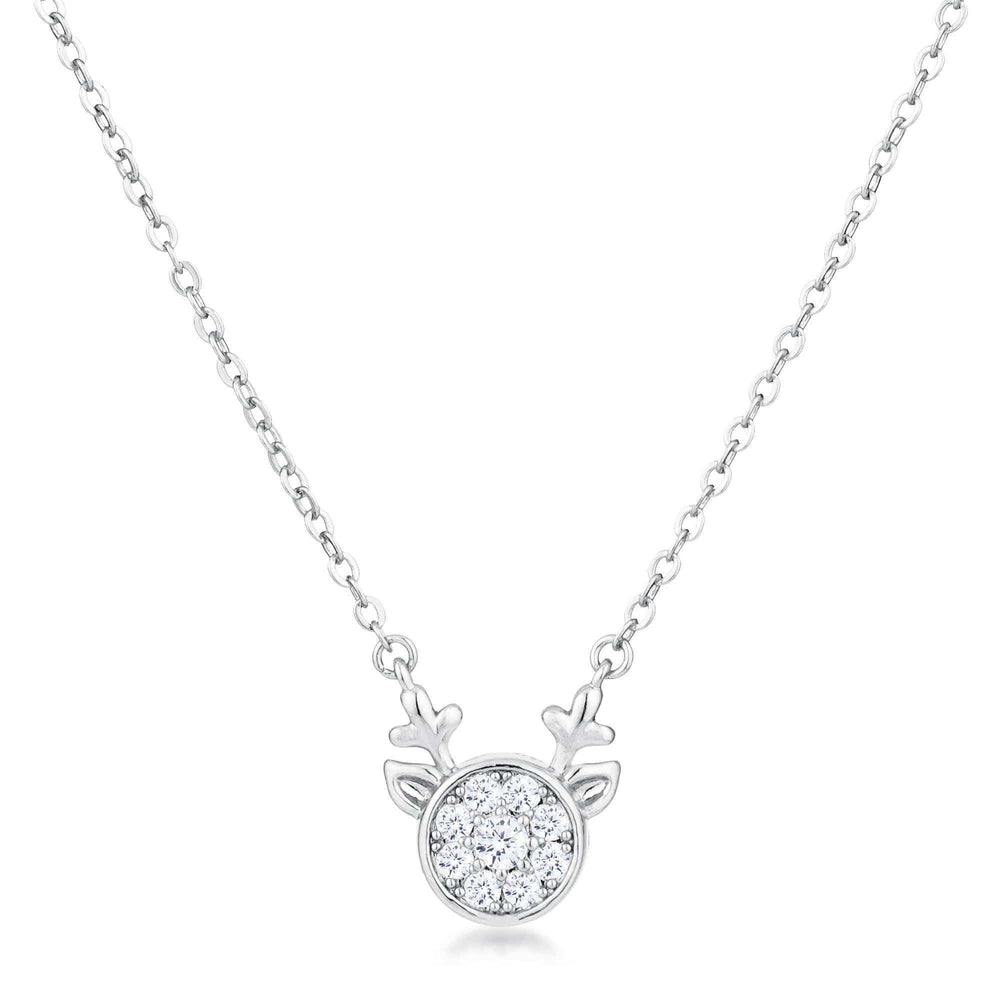 3.88Ct Rhodium Reversible Champagne CZ Reindeer Pendant - JGI - Flyclothing LLC