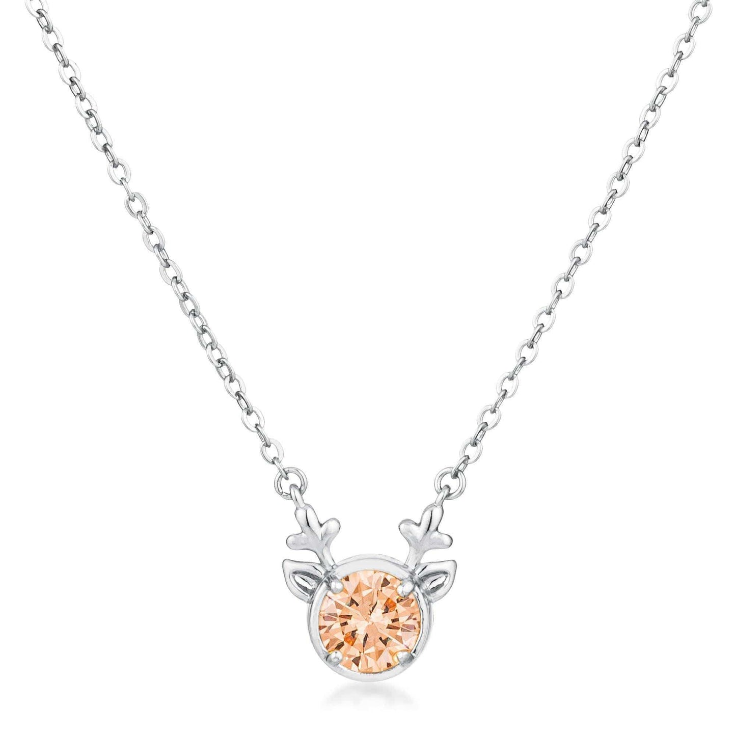 3.88Ct Rhodium Reversible Champagne CZ Reindeer Pendant - JGI - Flyclothing LLC