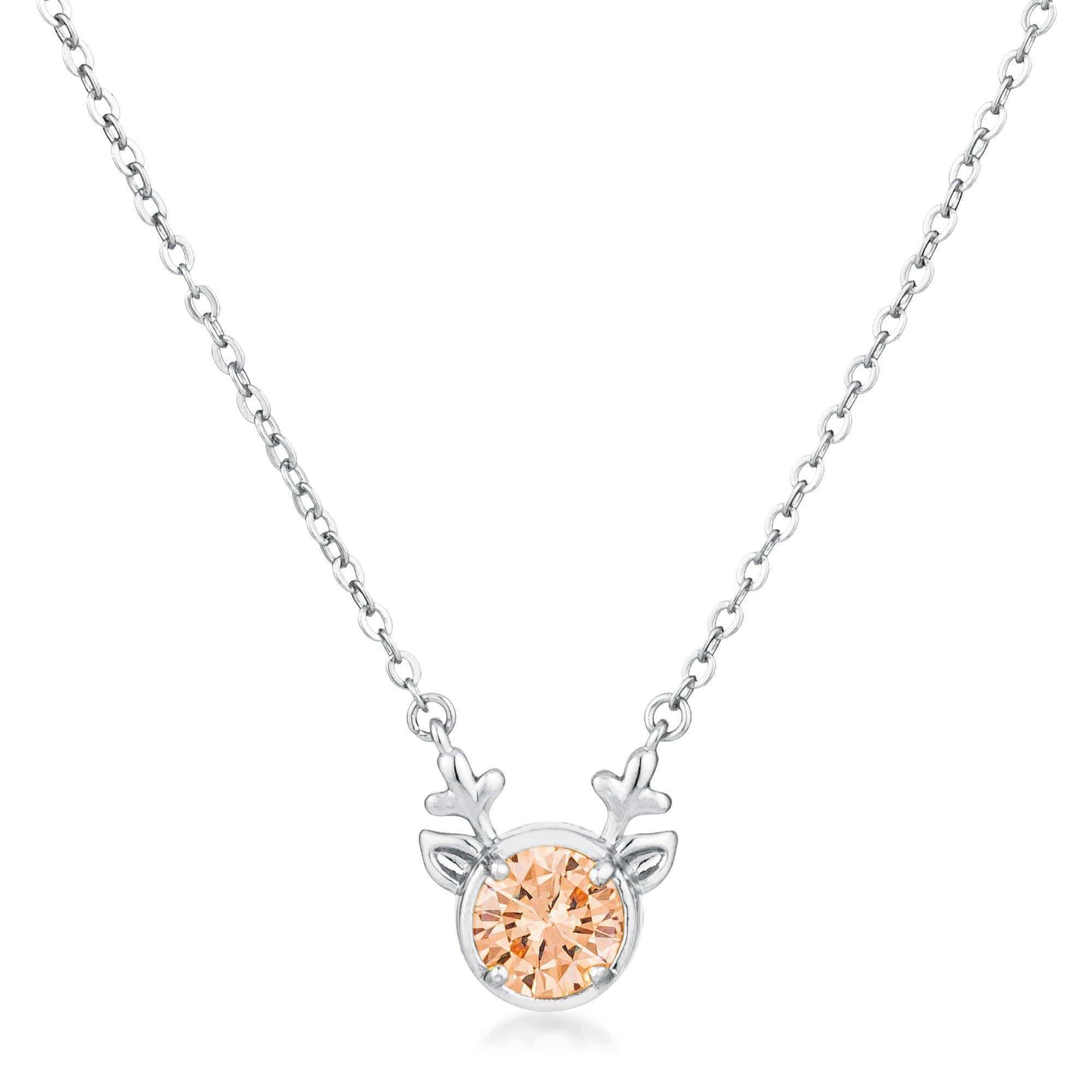 3.88Ct Rhodium Reversible Champagne CZ Reindeer Pendant - JGI - Flyclothing LLC