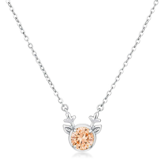 3.88Ct Rhodium Reversible Champagne CZ Reindeer Pendant - JGI - Flyclothing LLC