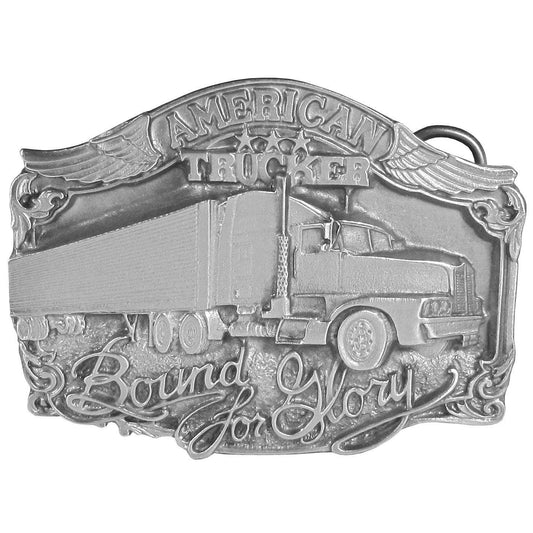 American Trucker Antiqued Belt Buckle - Siskiyou Buckle