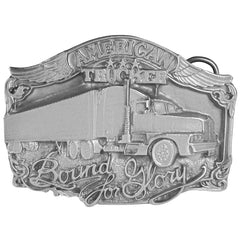 American Trucker Antiqued Belt Buckle - Siskiyou Buckle