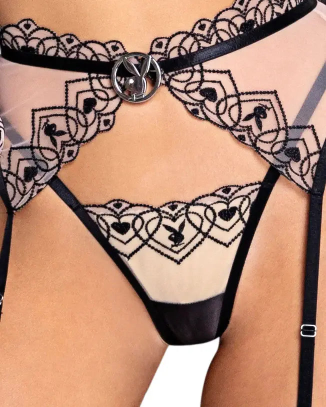 Playboy Bunny Kiss -Piece Garter Short Set - Roma Costume - Flyclothing LLC