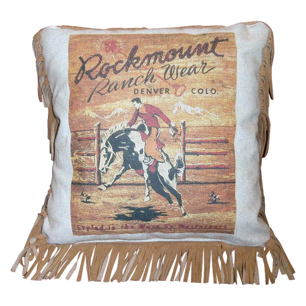 Rockmount Vintage Bronc Leather Fringe Western Pillow - Rockmount Clothing
