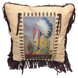 Rockmount Vintage Chief Leather Fringe Western Pillow - Rockmount Clothing