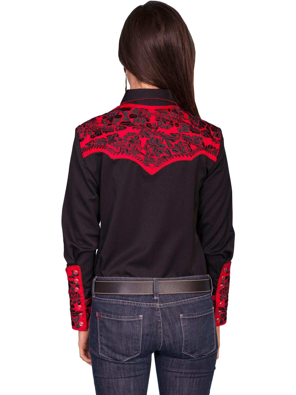 Scully CRIMSON FLORAL TOOLED EMBROIDERED BLOUSE - Scully Leather - Flyclothing LLC