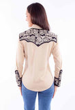 Scully Leather Western Scully Tan Floral Tooled Emb Blouse - Scully Leather