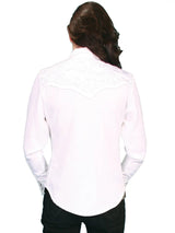Scully WHITE FLORAL TOOLED EMBROIDERED BLOUSE - Scully Leather - Flyclothing LLC