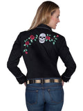 Scully BLACK LADIES SKULL/ROSE EMBROIDERED BLOUSE - Scully Leather