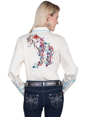 Scully CREAM COLORFUL HORSE EMBROIDERY - Flyclothing LLC