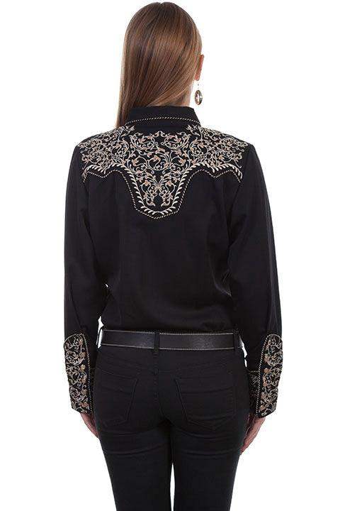 Scully BLACK VINE EMBROIDERED W/CANDYCANE PIPING - Scully Leather - Flyclothing LLC