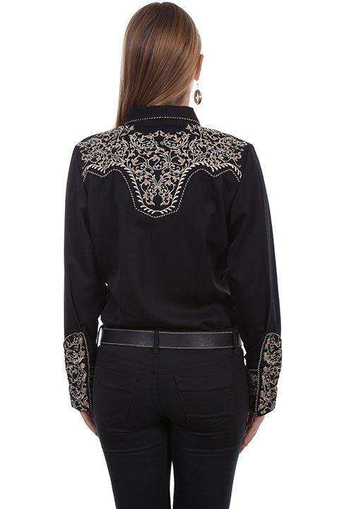 Scully BLACK VINE EMBROIDERED W/CANDYCANE PIPING - Scully Leather - Flyclothing LLC