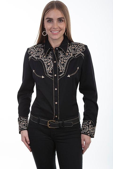 Scully BLACK VINE EMBROIDERED W/CANDYCANE PIPING - Flyclothing LLC