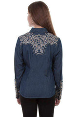 Scully DENIM VINE EMBROIDERED W/CANDYCANE PIPING - Scully Leather - Flyclothing LLC