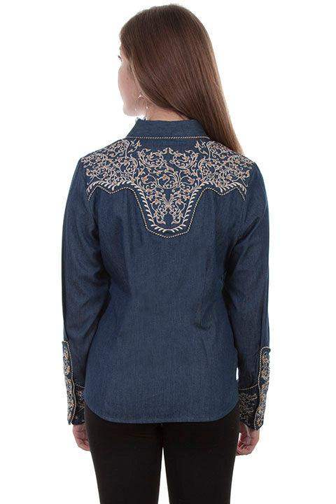 Scully DENIM VINE EMBROIDERED W/CANDYCANE PIPING - Scully Leather - Flyclothing LLC