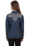 Scully DENIM VINE EMBROIDERED W/CANDYCANE PIPING - Scully Leather