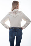 Scully CREAM HORSE SHOE FLOWERS & STONES BLOUSE - Scully Leather