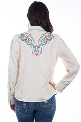 Scully CREAM FLORAL & FEATHER EMBROIDERED BLOUSE - Flyclothing LLC