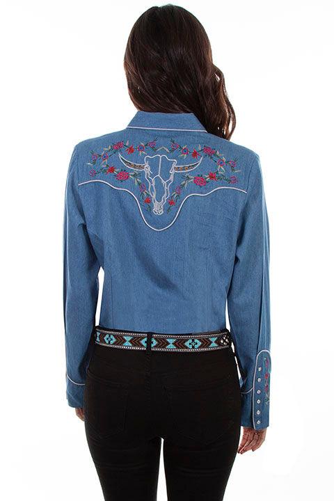 Scully DENIM LADIES LONGHORN & ROSES EMBROIDERED - Flyclothing LLC