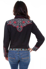 Scully BLACK ROSE EMBROIDERED & PICK STITCH BLOUSE - Flyclothing LLC