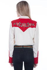 Scully Leather Western Scully Ivory Red Yokes With Embroidery Roses