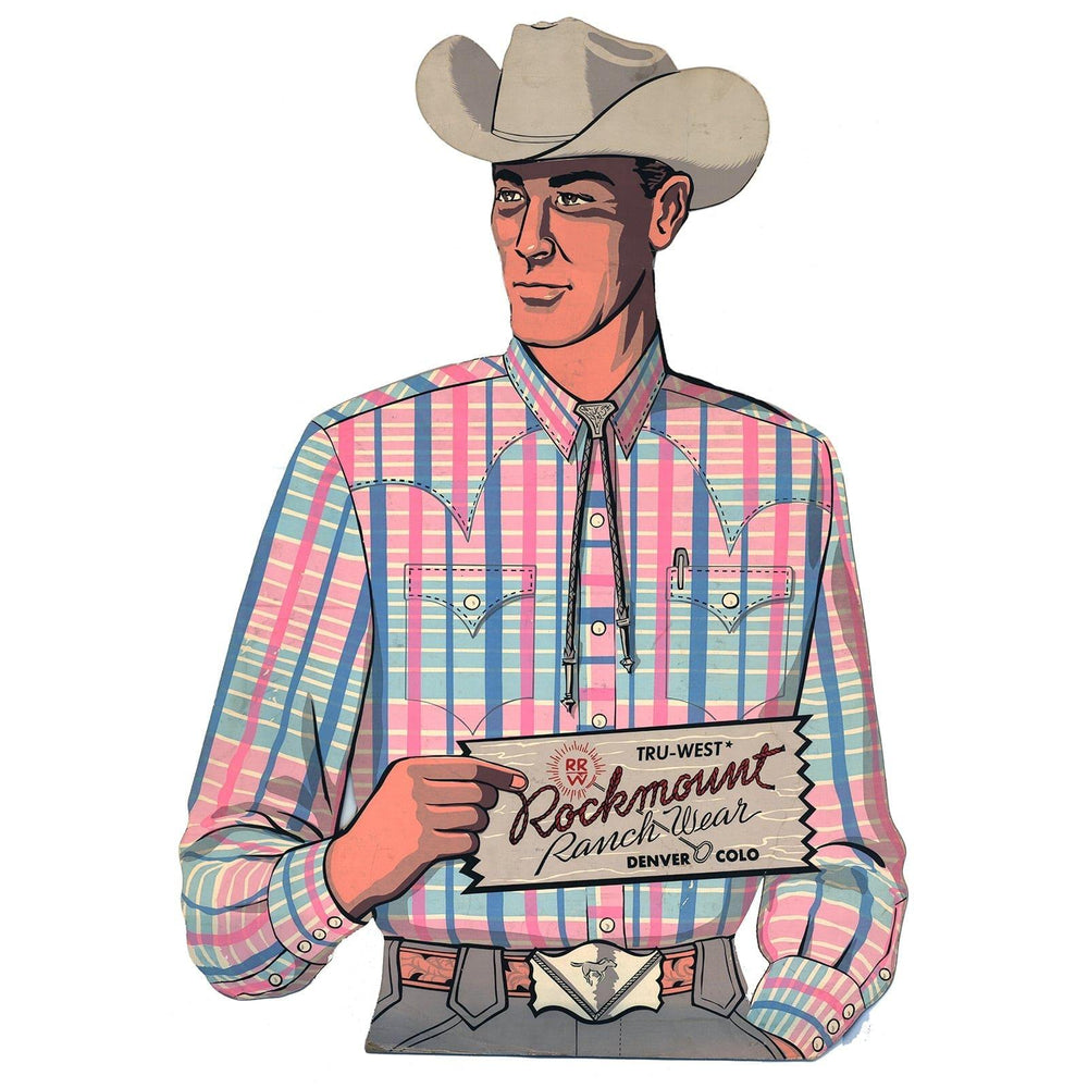 Rockmount Clothing Rockmount Ranch Wear Blue/Pink Plaid Vintage Western Cowboy Poster - Rockmount Clothing
