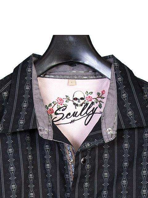 Scully Black Skull Stripe Button Down Shirts - Scully Leather - Flyclothing LLC