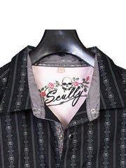 Scully Black Skull Stripe Button Down Shirts - Scully Leather