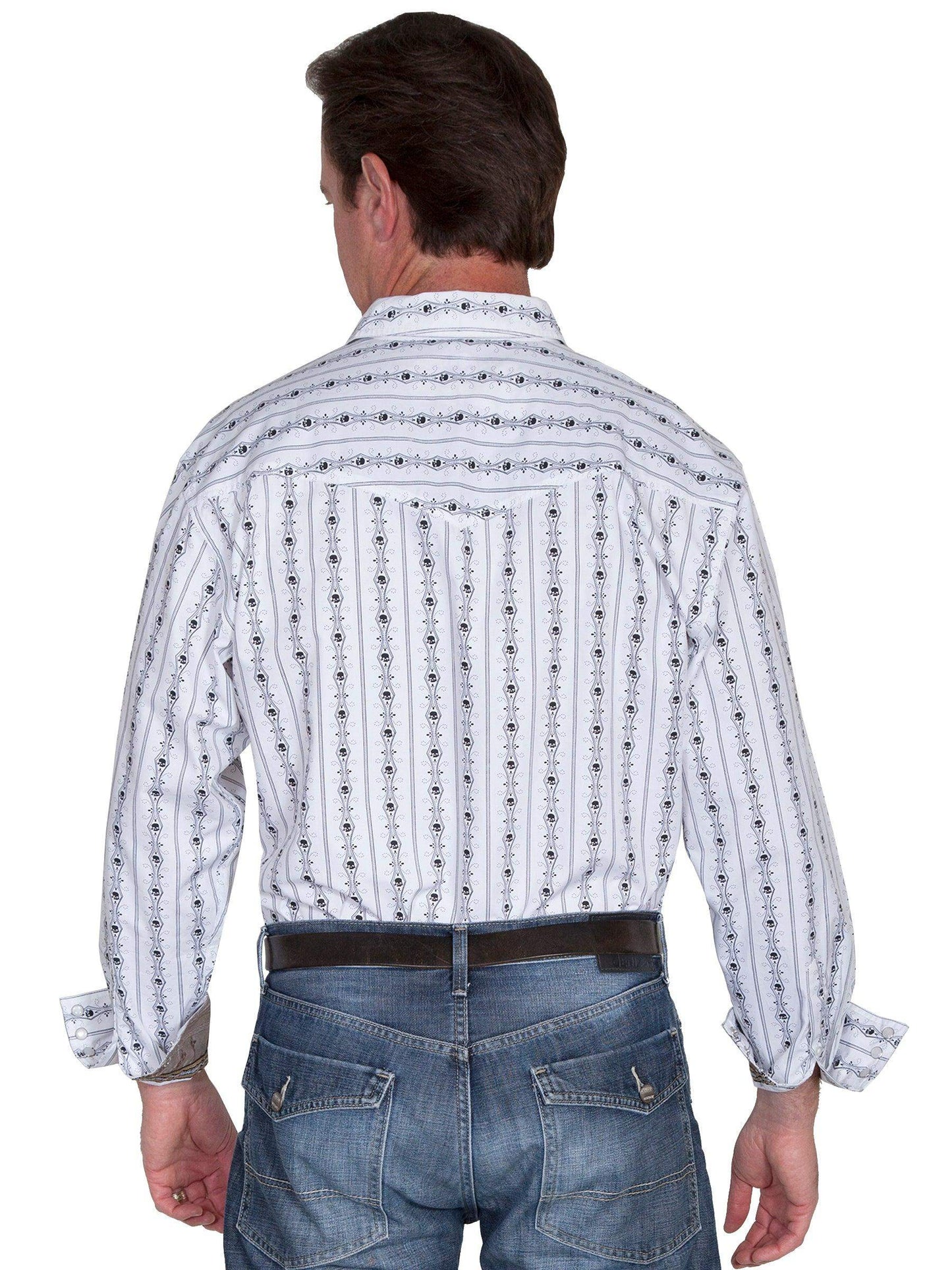 Scully WHITE SKULL STRIPE Shirt - Scully Leather - Flyclothing LLC