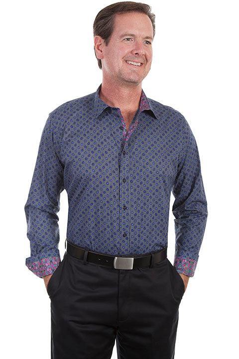 Scully BLUE TOP SHELF "BLUE PAISLEY" SHIRT - Scully Leather