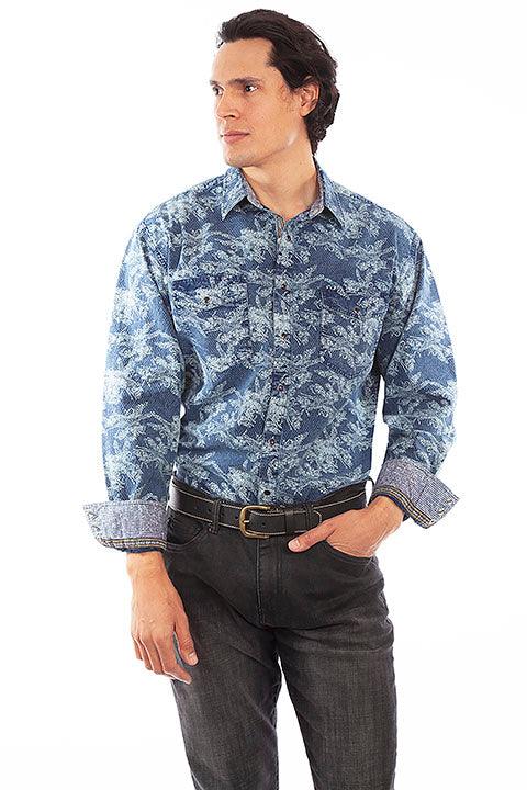 Scully NAVY PRINTED SIGNATURE SHIRT - Flyclothing LLC
