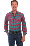 Scully TURQUOISE IKAT PLAID SIGNATURE SHIRT - Scully Leather