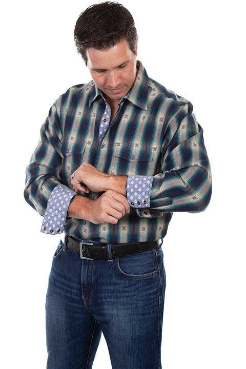 Scully INDIGO COTTON DOBBY SIGNATURE SHIRT - Scully Leather