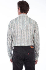 Scully SAGE TENCEL DIAMOND PRINT SHIRT - Scully Leather