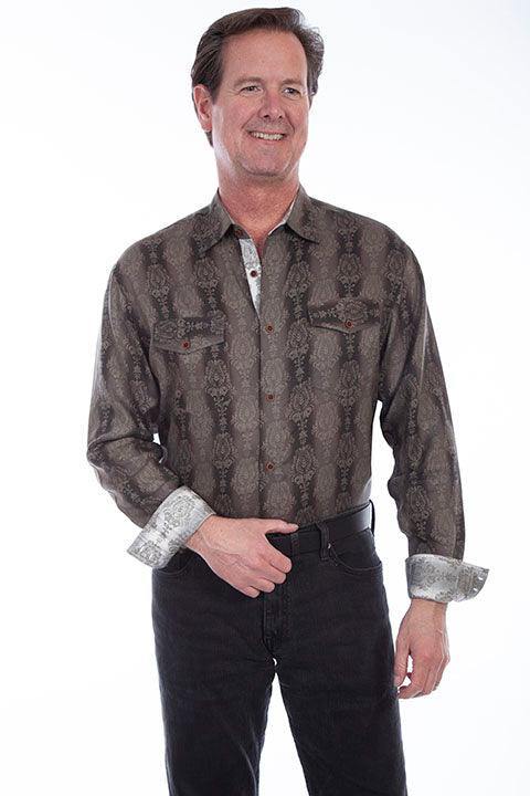 Scully BROWN TENCEL LE FLEUR PRINT SHIRT - Scully Leather