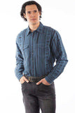 Scully BLUE SIGNATURE DIAMOND STRIPE SHIRT - Scully Leather
