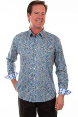 Scully TURQUOISE SIGNATURE SOFT PAISLEY L/S SHIRT - Scully Leather - Flyclothing LLC