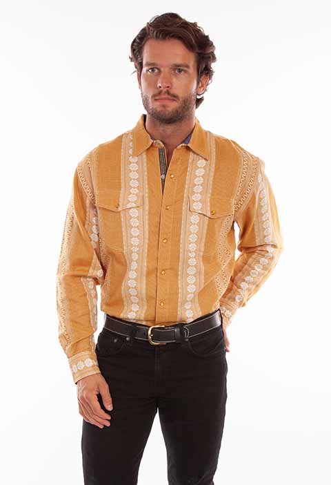 Scully Leather Western Scully Mustard Jacquard Men's Shirt