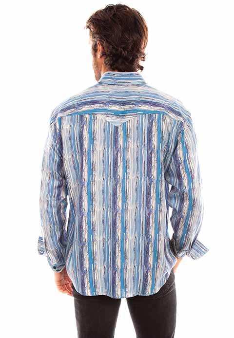 Scully Leather Western Scully Blue Tencel Men's Shirt - Scully Leather - Flyclothing LLC