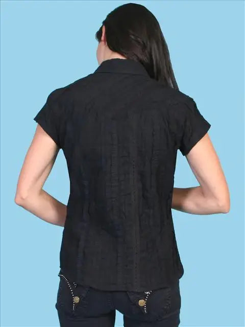 Scully BLACK CAP SLEEVE BLOUSE - Scully Leather - Flyclothing LLC