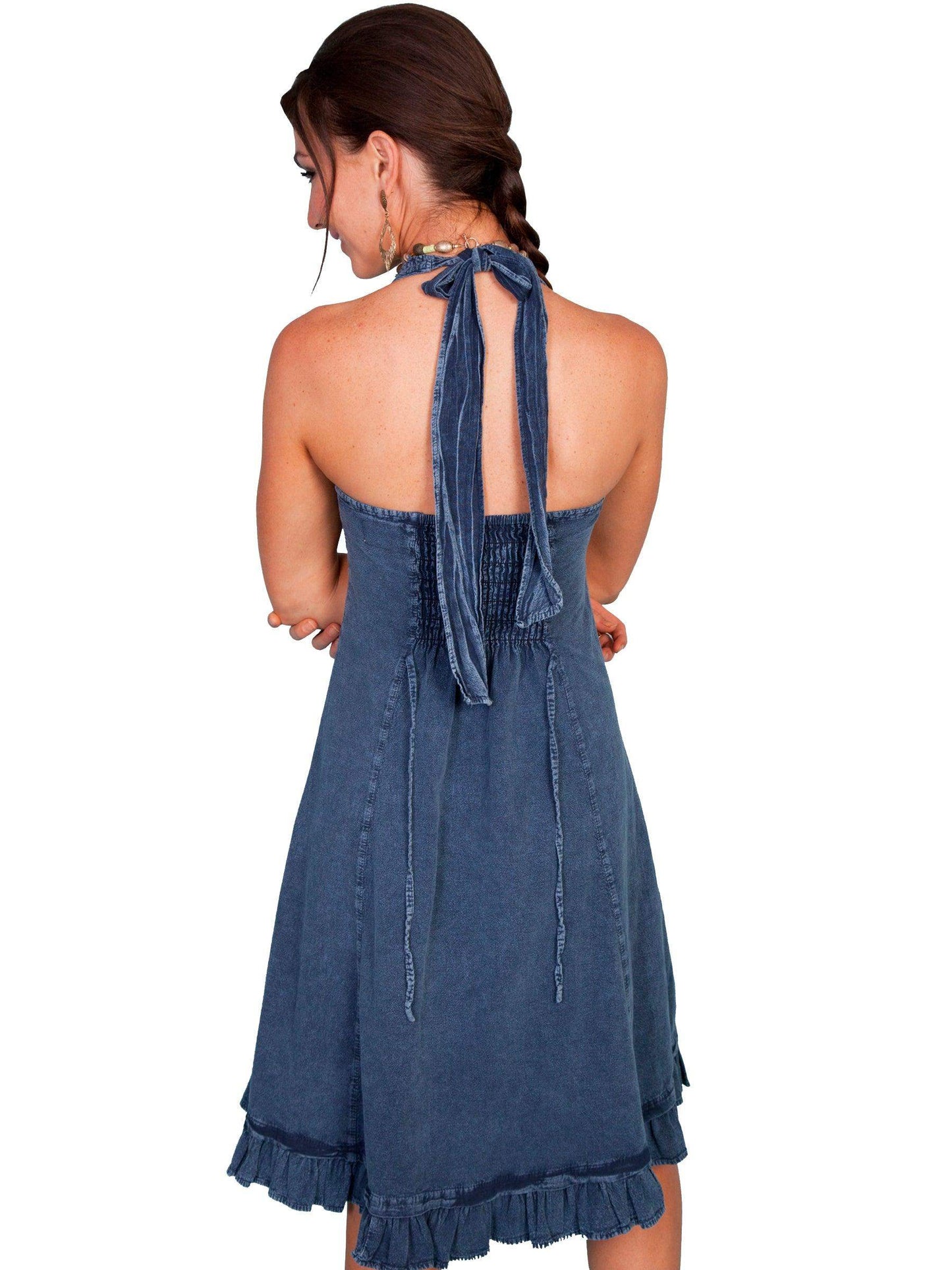 Scully DARK BLUE HALTER DRESS PERUVIAN COTTON - Scully Leather - Flyclothing LLC