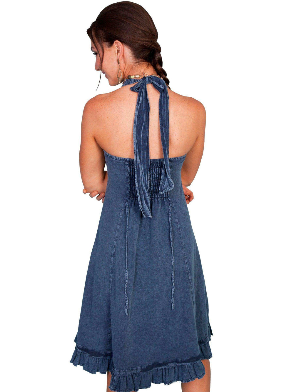 Scully DARK BLUE HALTER DRESS PERUVIAN COTTON - Scully Leather - Flyclothing LLC