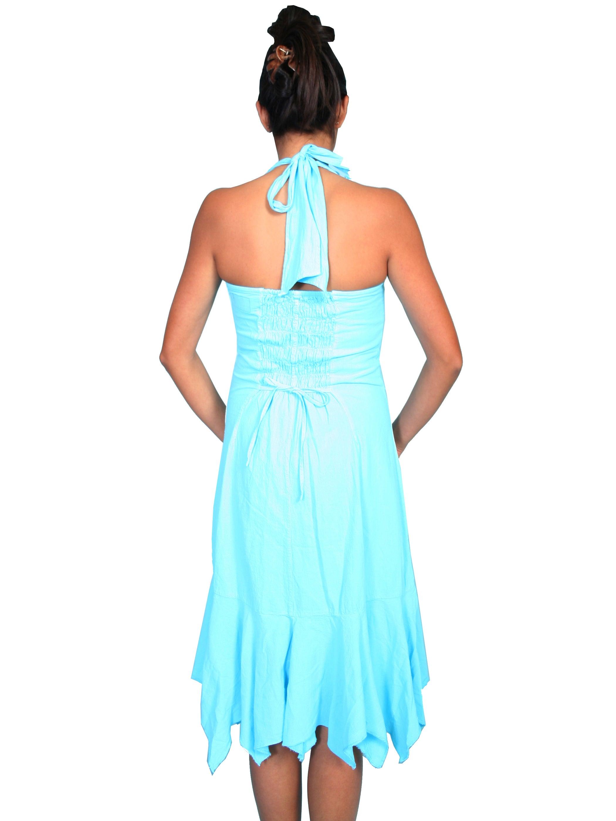 Scully TURQUOISE HALTER DRESS PERUVIAN COTTON - Flyclothing LLC