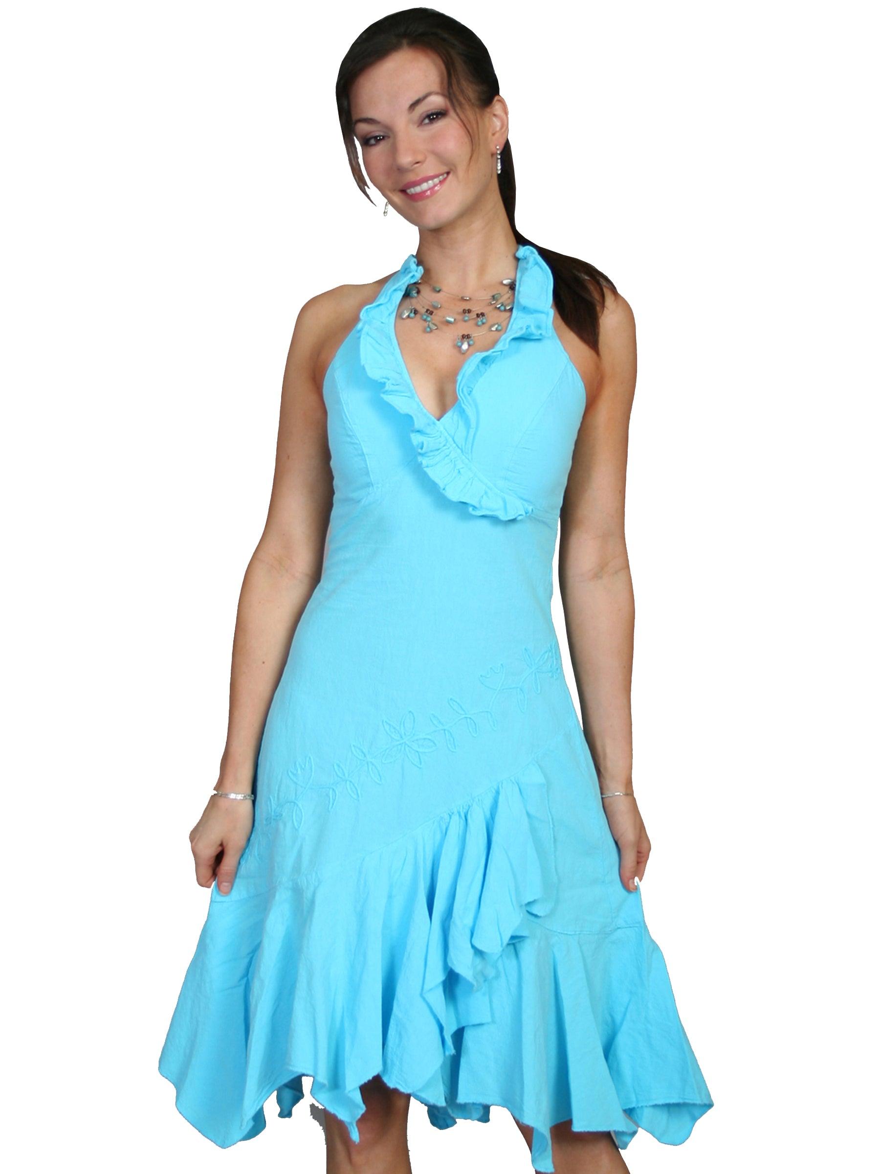 Scully TURQUOISE HALTER DRESS PERUVIAN COTTON - Flyclothing LLC