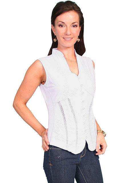 Scully WHITE SLEEVELESS BLOUSE PERUVIAN COTTON - Scully Leather - Flyclothing LLC