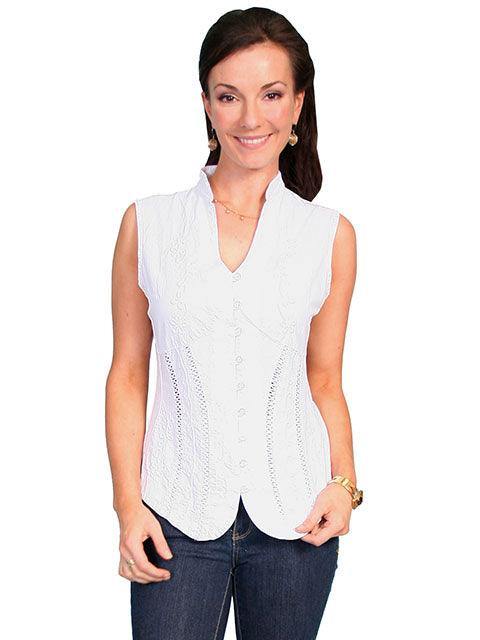 Scully WHITE SLEEVELESS BLOUSE PERUVIAN COTTON - Scully Leather