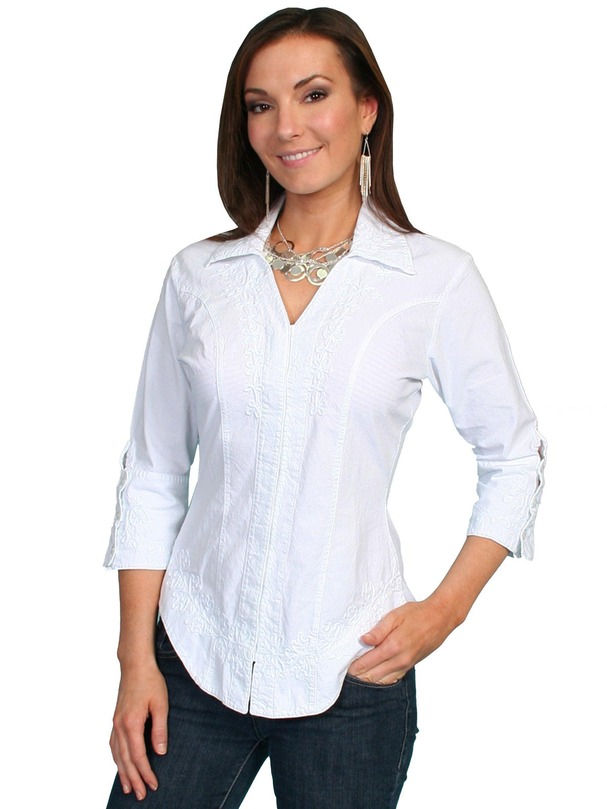 Scully WHITE 3/4 SLEEVE PERUVIAN COTTON BLOUSE - Flyclothing LLC